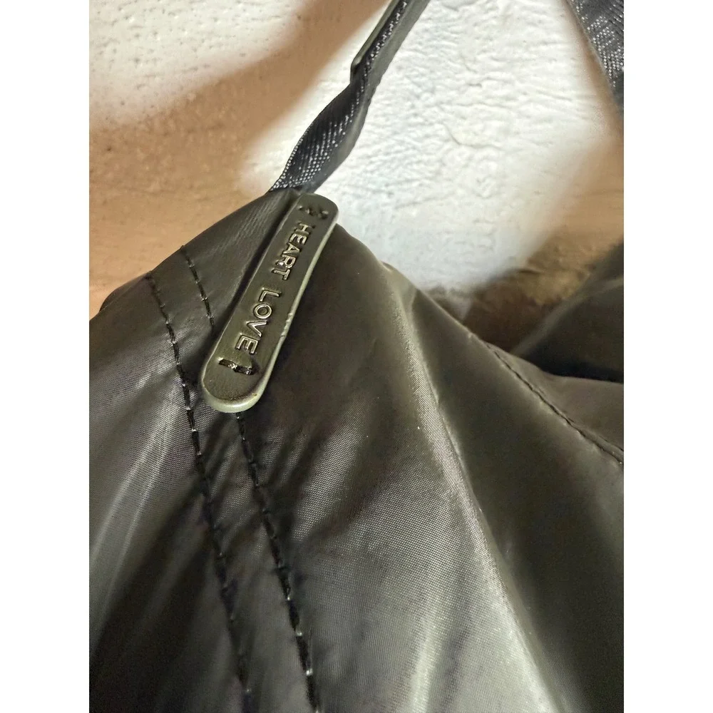 Heart Love‎ Olive Green Nylon Quilted Backpack Utility Tactical Straps Gold Tone